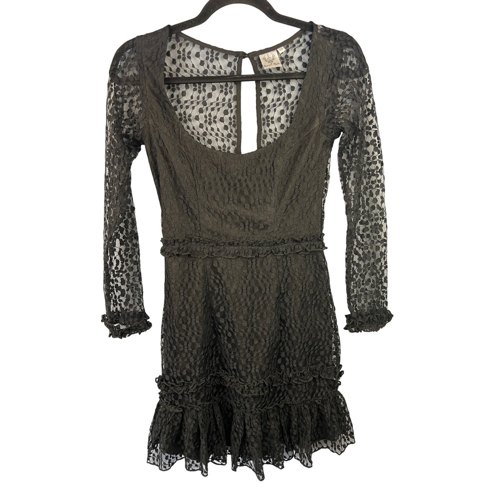 Angel Biba Black Lace Mini Dress SZXS Whimsigoth Dark Romantic Witchy
